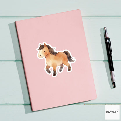 Whimsical Watercolor Horse Sticker Mellow Pony Decal for Journal Planner Laptop Stationery Gift