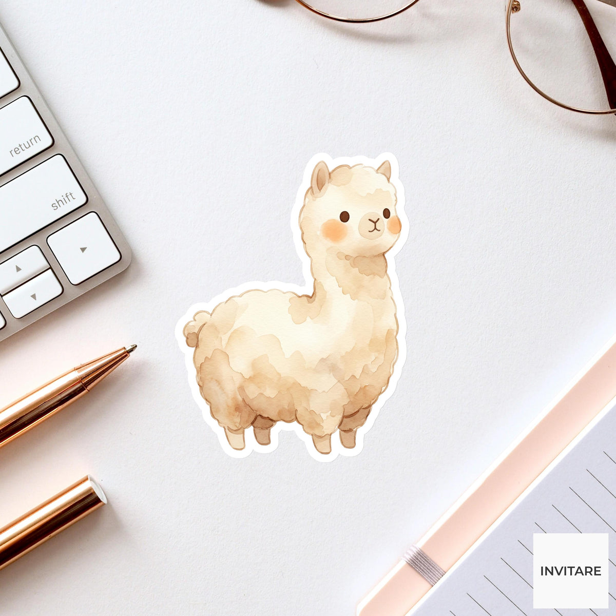 Whimsical Watercolor Alpaca Sticker Mellow Llama Decal for Journal Planner Laptop Stationery Gift