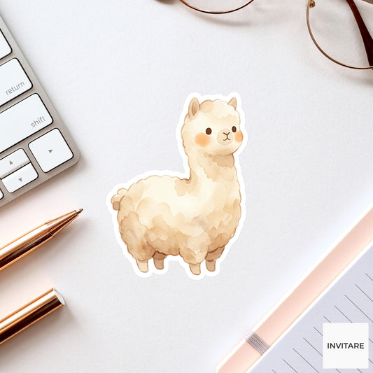 Whimsical Watercolor Alpaca Sticker Mellow Llama Decal for Journal Planner Laptop Stationery Gift