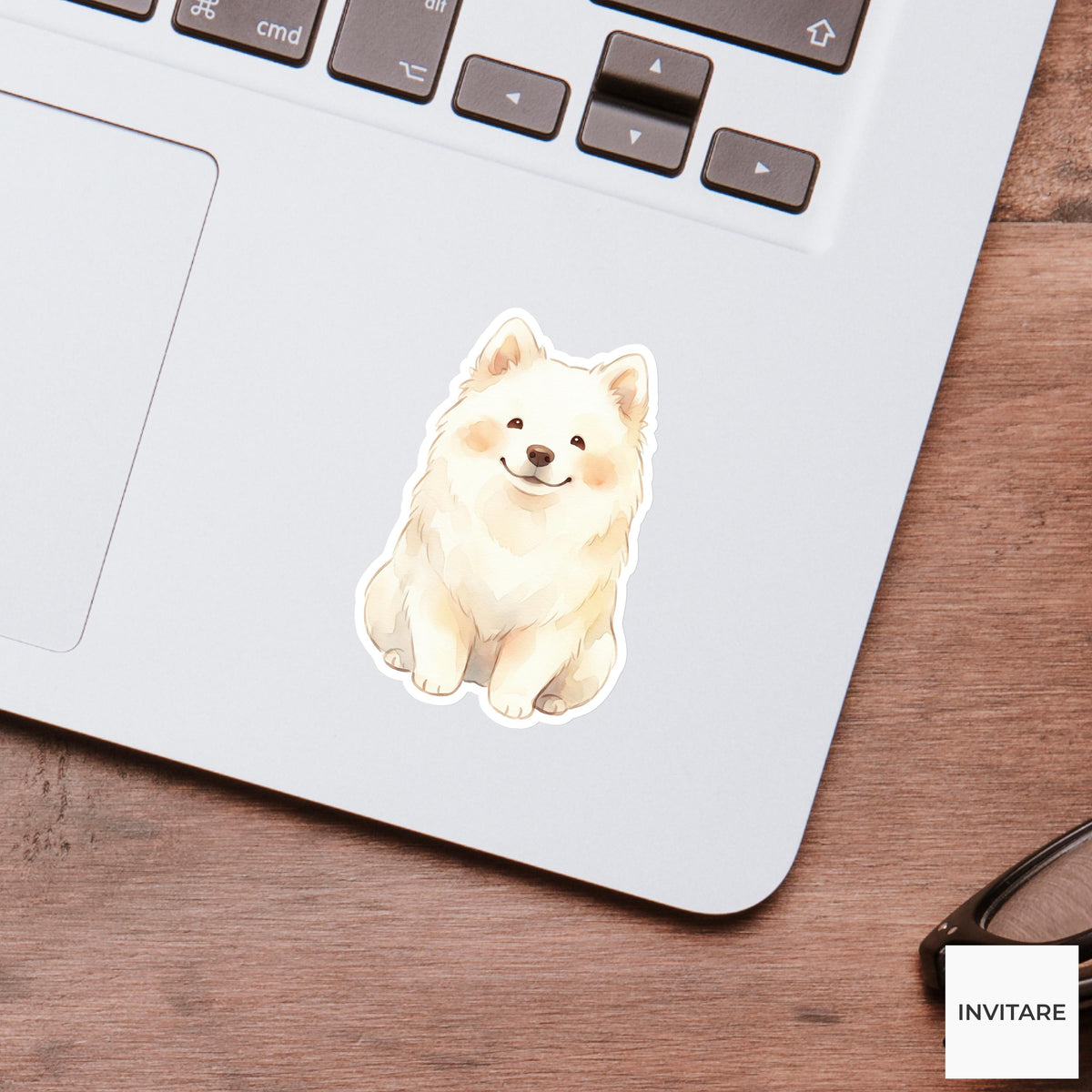 Whimsical Watercolor Samoyed Sticker Mellow Smiley Dog Decal for Journal Planner Laptop Gift