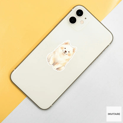Whimsical Watercolor Samoyed Sticker Mellow Smiley Dog Decal for Journal Planner Laptop Gift