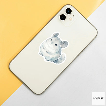 Adorable Watercolor Chinchilla Sticker Mellow Blue Gray Animal Decal for Journal Planner Laptop Gift