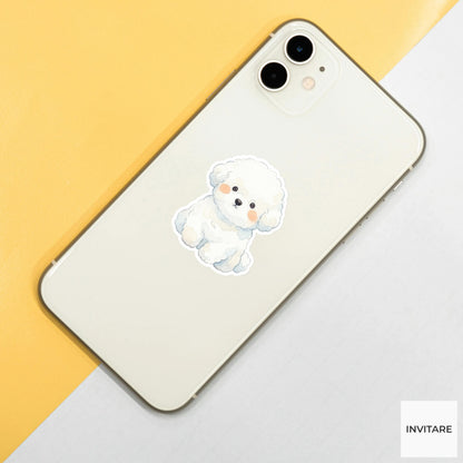 Peaceful Watercolor Bichon Frise Sticker Mellow Fluffy Puppy Decal for Journal Planner Laptop Gift