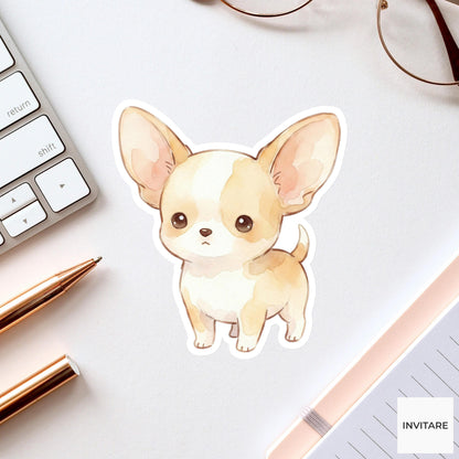 Soulful Watercolor Chihuahua Sticker Tiny Observant Dog Decal for Journal Planner Planner Stationery