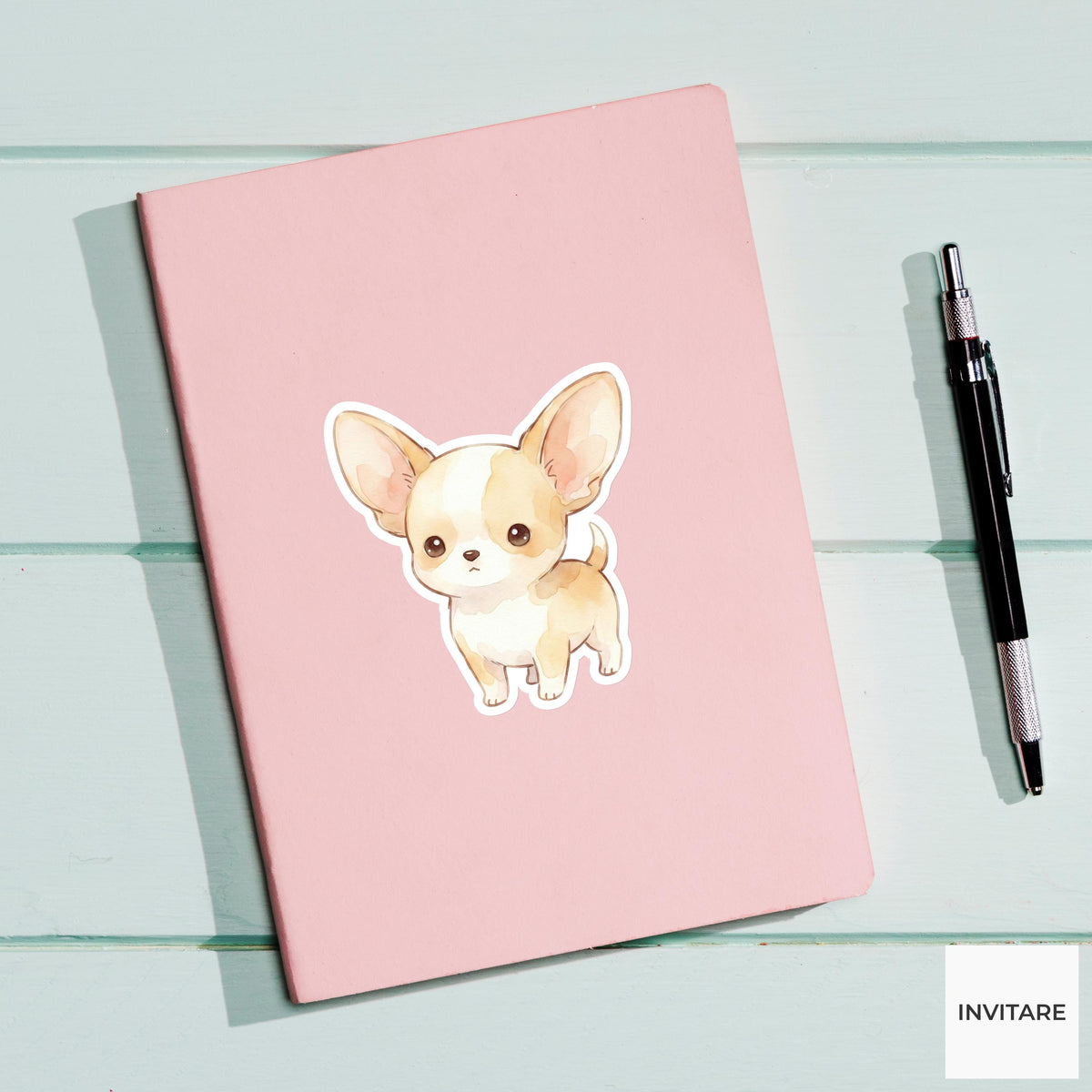 Soulful Watercolor Chihuahua Sticker Tiny Observant Dog Decal for Journal Planner Planner Stationery