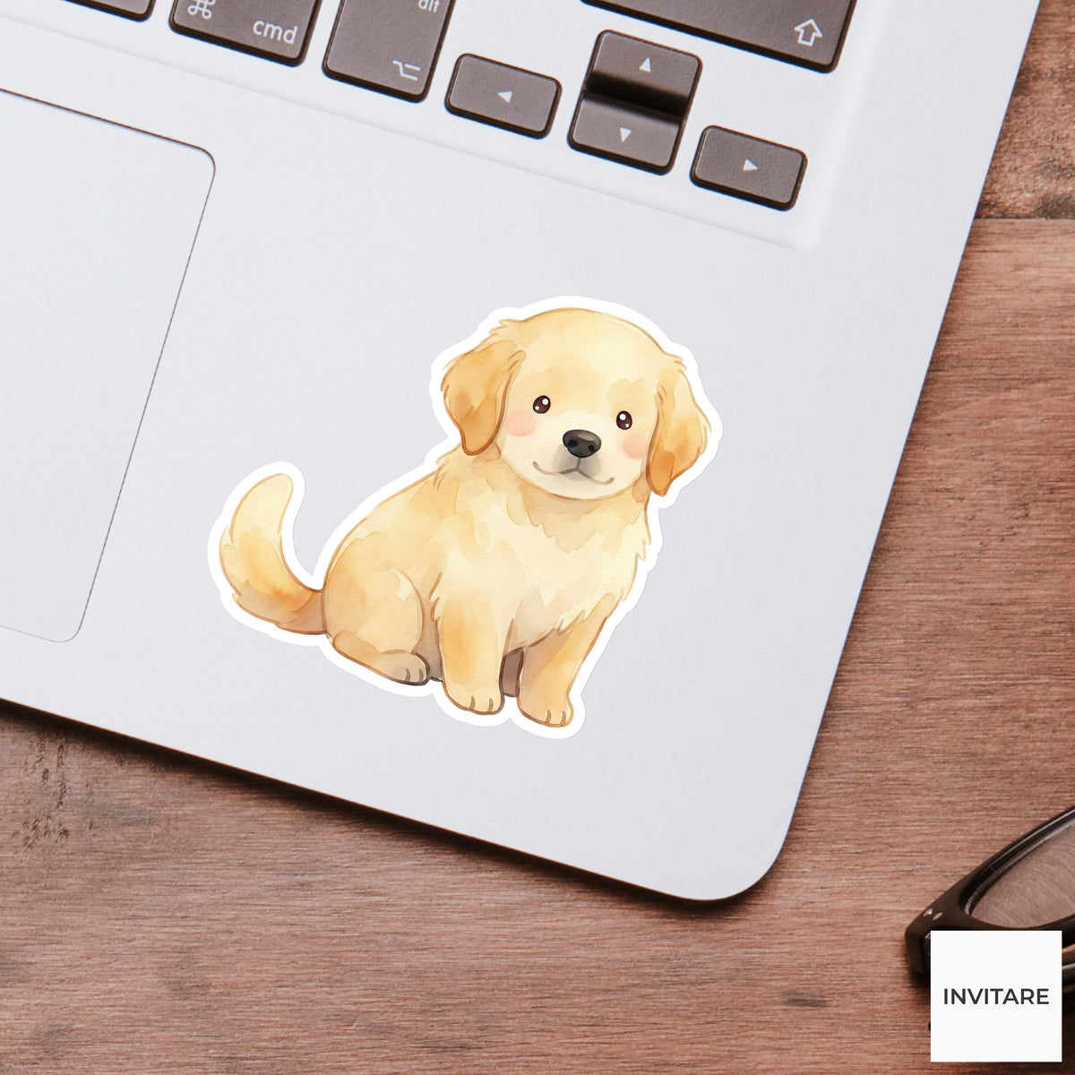 Radiant Watercolor Golden Retriever Puppy Sticker Sunlight Toned Dog Decal for Planner Journal Gift