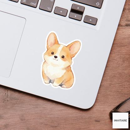 Corgi Sticker Watercolor Mellow Ginger Puppy Decal for Journal Planner Stationery Gift