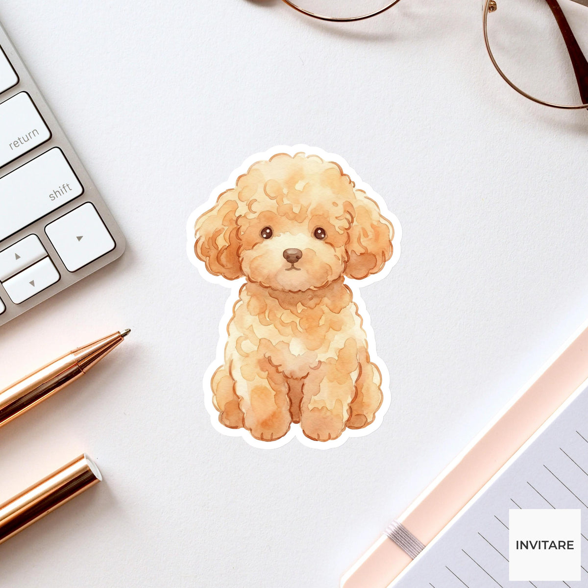 Poodle Sticker Watercolor Mellow Fluffy Teddy Dog Decal for Journal Planner Gift