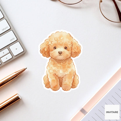 Poodle Sticker Watercolor Mellow Fluffy Teddy Dog Decal for Journal Planner Gift