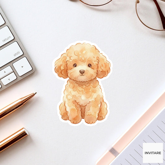 Poodle Sticker Watercolor Mellow Fluffy Teddy Dog Decal for Journal Planner Gift