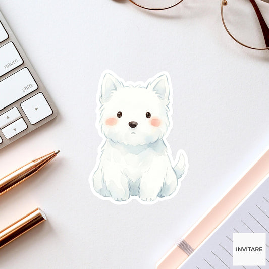 Westie Sticker Watercolor Mellow White Highland Terrier Decal for Journal Planner Laptop Gift