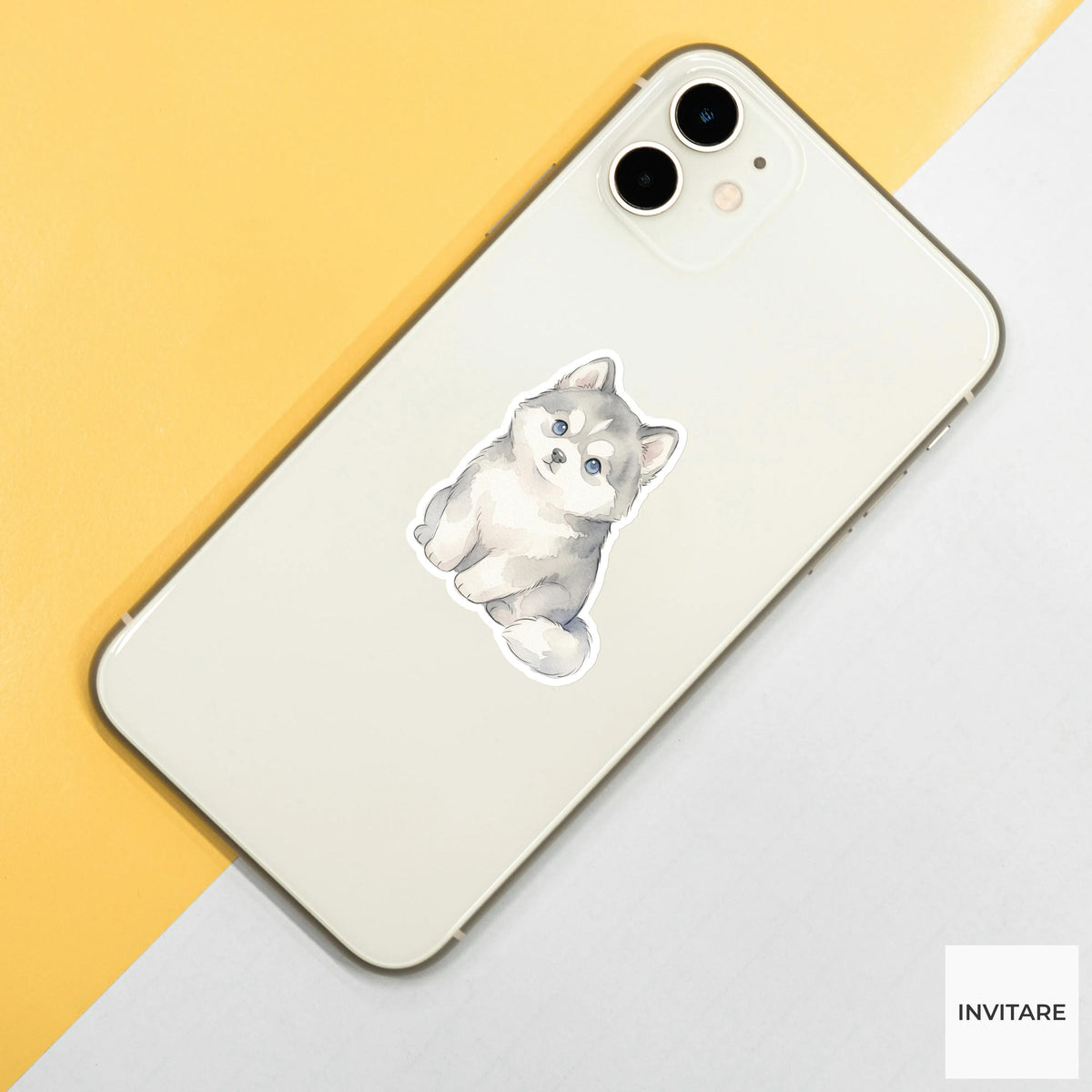 Husky Sticker Watercolor Mellow Silver Frosty Dog Decal for Journal Planner Stationery Gift