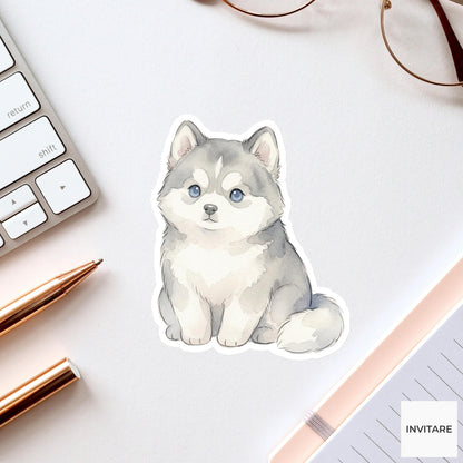 Husky Sticker Watercolor Mellow Silver Frosty Dog Decal for Journal Planner Stationery Gift