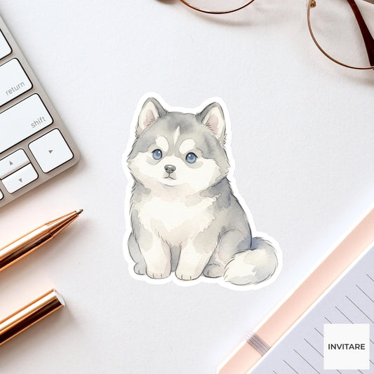 Husky Sticker Watercolor Mellow Silver Frosty Dog Decal for Journal Planner Stationery Gift