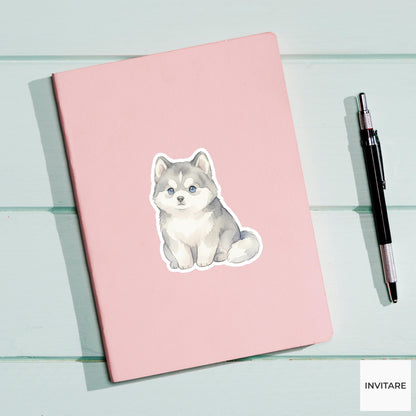 Husky Sticker Watercolor Mellow Silver Frosty Dog Decal for Journal Planner Stationery Gift