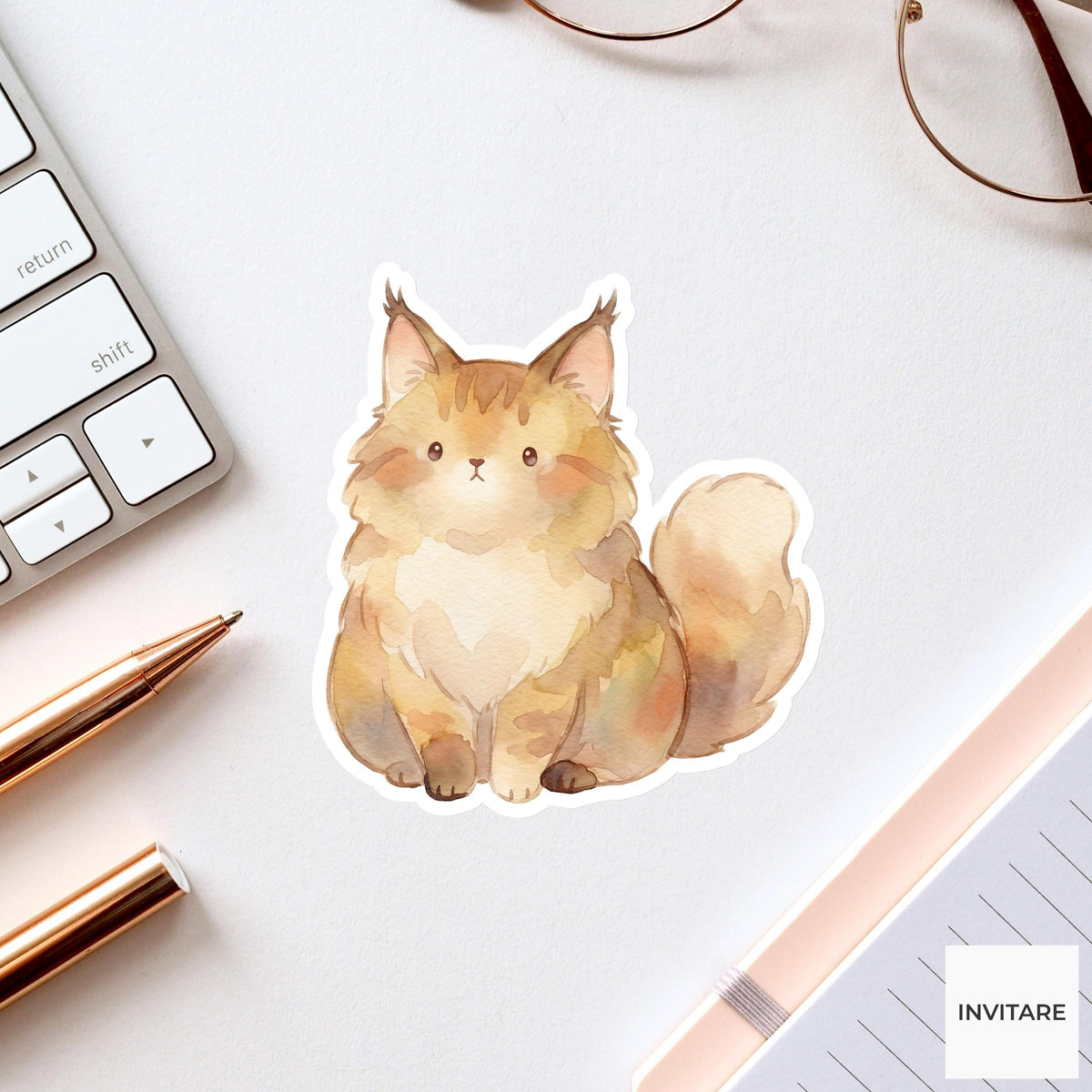 Maine Coon Sticker Watercolor Mellow Majestic Fluffy Cat Decal for Journal Planner Gift