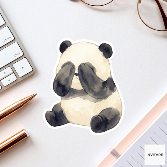 Panda Sticker Watercolor Shy Peek-a-boo Bear Decal for Journal Planner Stationery Gift Art