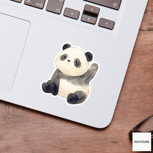 Watercolor Panda Sticker: Hand-Painted Mellow Bear Decal for Journals, Planners