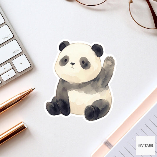 Watercolor Panda Sticker: Hand-Painted Mellow Bear Decal for Journals, Planners