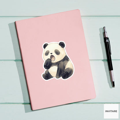 Panda Sticker Watercolor Yawning Sleepy Bear Decal for Journal Planner Gift Stationery Art Illustration