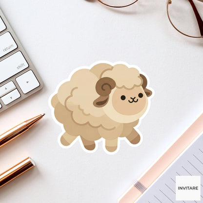 Sheep Sticker Mellow Wooly Ram Watercolor Sand Toned Decal for Journal Planner Gift Stationery