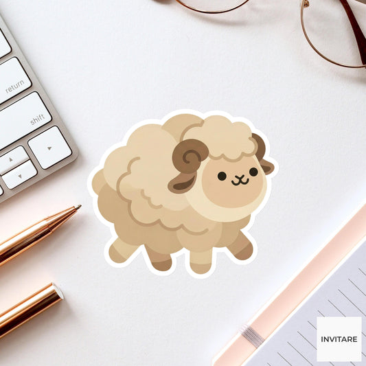 Sheep Sticker Mellow Wooly Ram Watercolor Sand Toned Decal for Journal Planner Gift Stationery