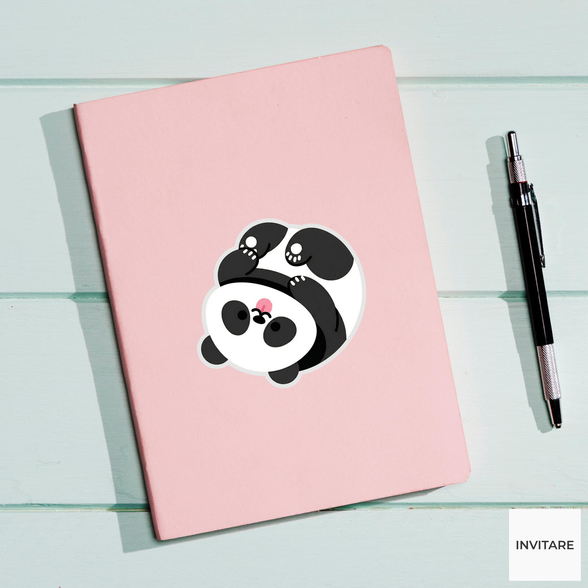 Panda Sticker Vector Bold Blep Rolling Animal Decal for Laptop Journal Planner Gift Stationery