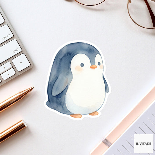 Adorable Watercolour Penguin Sticker Chubby Animal Decal Planner Journal Laptop Gift For Family