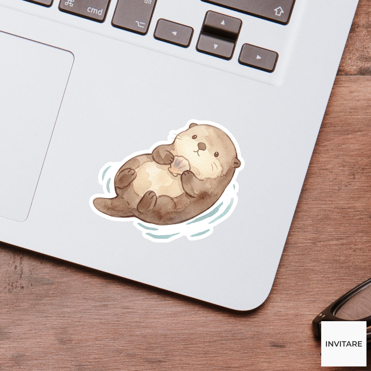 Whimsical Watercolor Sea Otter Sticker Floating Decal for Planner Journal Laptop Gift For Family