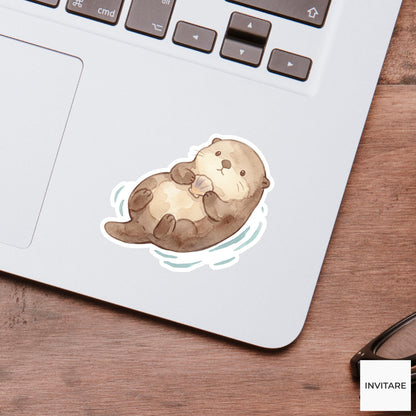 Whimsical Watercolor Sea Otter Sticker Floating Decal for Planner Journal Laptop Gift For Family
