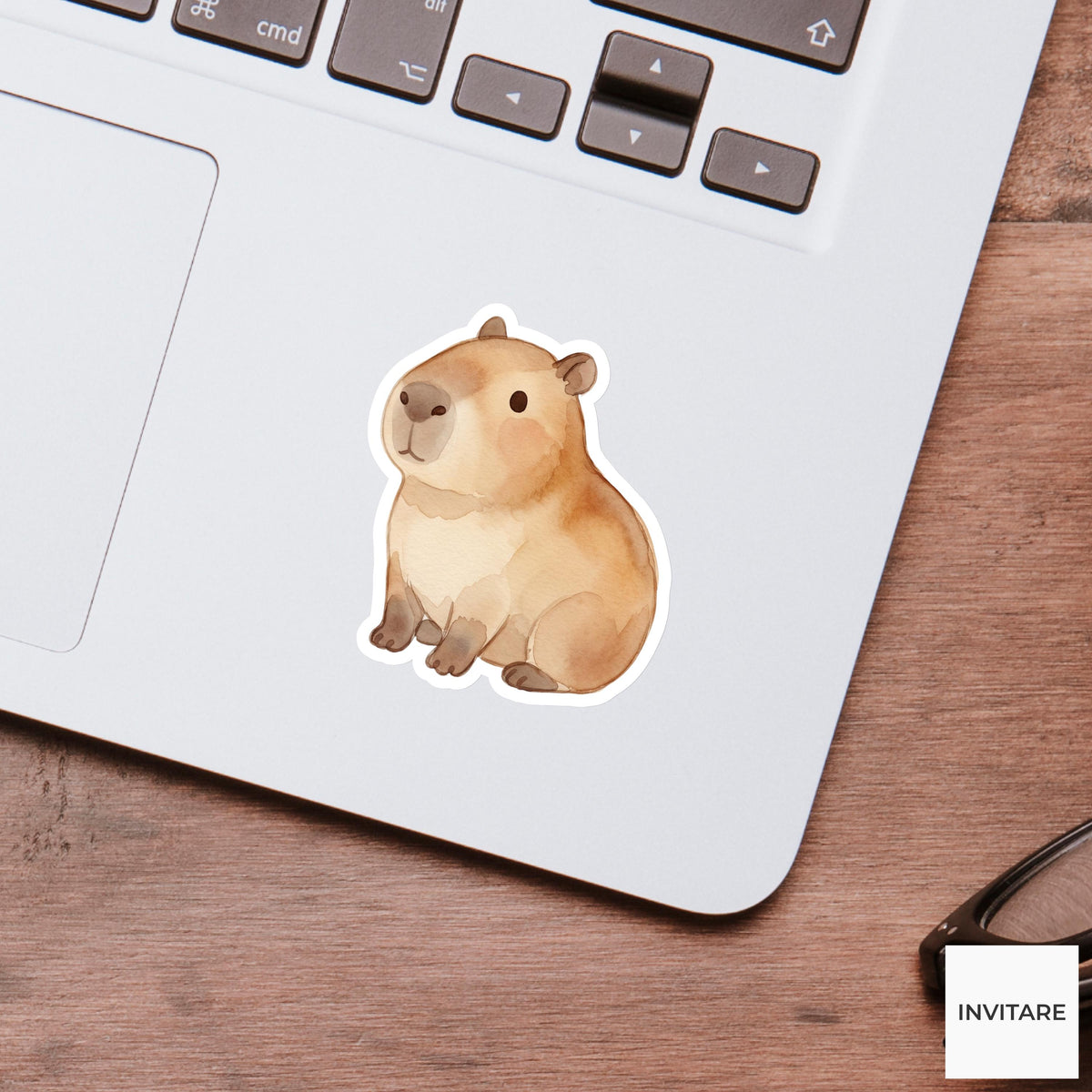 Adorable Watercolor Capybara Sticker Zen Animal Decal Journal Planner Laptop Stationery Gift for Family