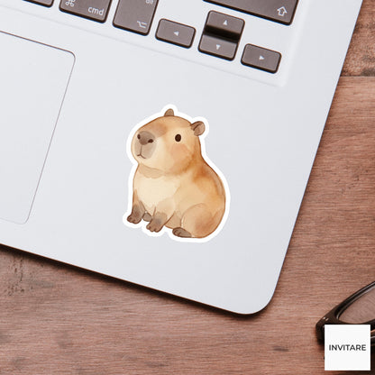 Adorable Watercolor Capybara Sticker Zen Animal Decal Journal Planner Laptop Stationery Gift for Family