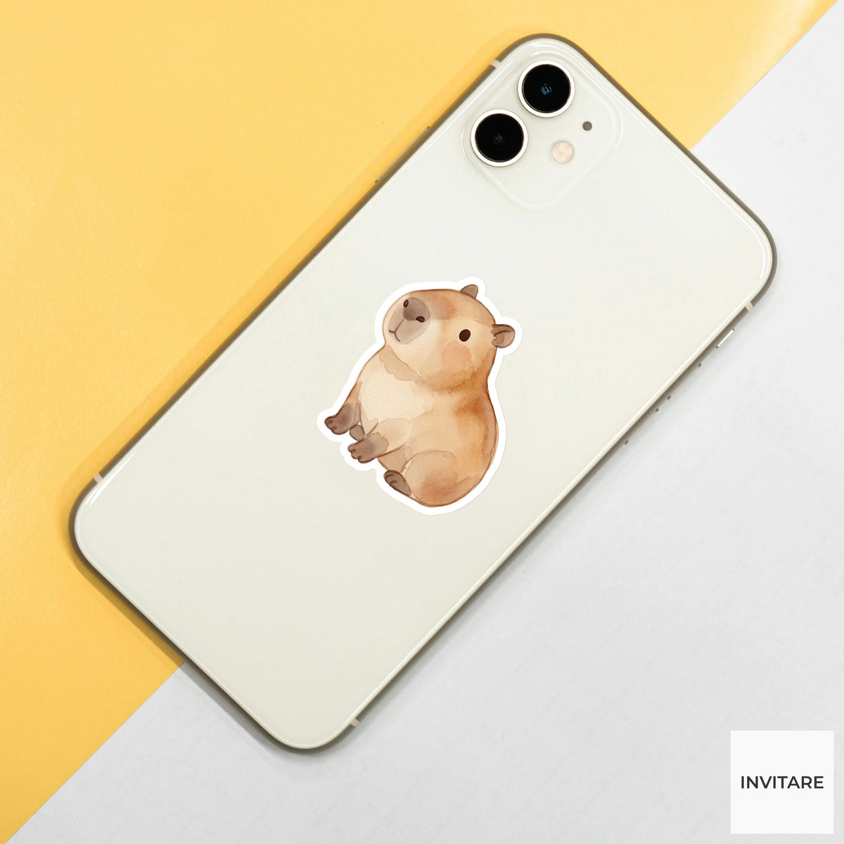 Adorable Watercolor Capybara Sticker Zen Animal Decal Journal Planner Laptop Stationery Gift for Family