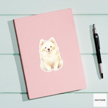Whimsical Watercolor Samoyed Sticker Mellow Smiley Dog Decal for Journal Planner Laptop Gift
