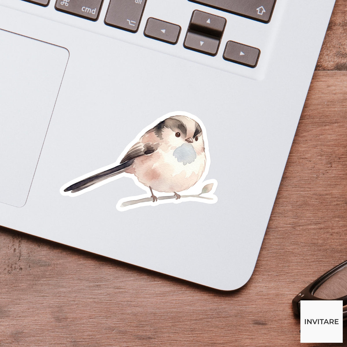 Whimsical Watercolor Long-tailed Tit Sticker Mellow Bird Decal for Journal Planner Laptop Gift