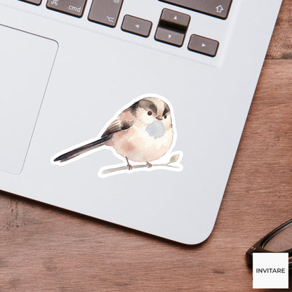 Whimsical Watercolor Long-tailed Tit Sticker Mellow Bird Decal for Journal Planner Laptop Gift