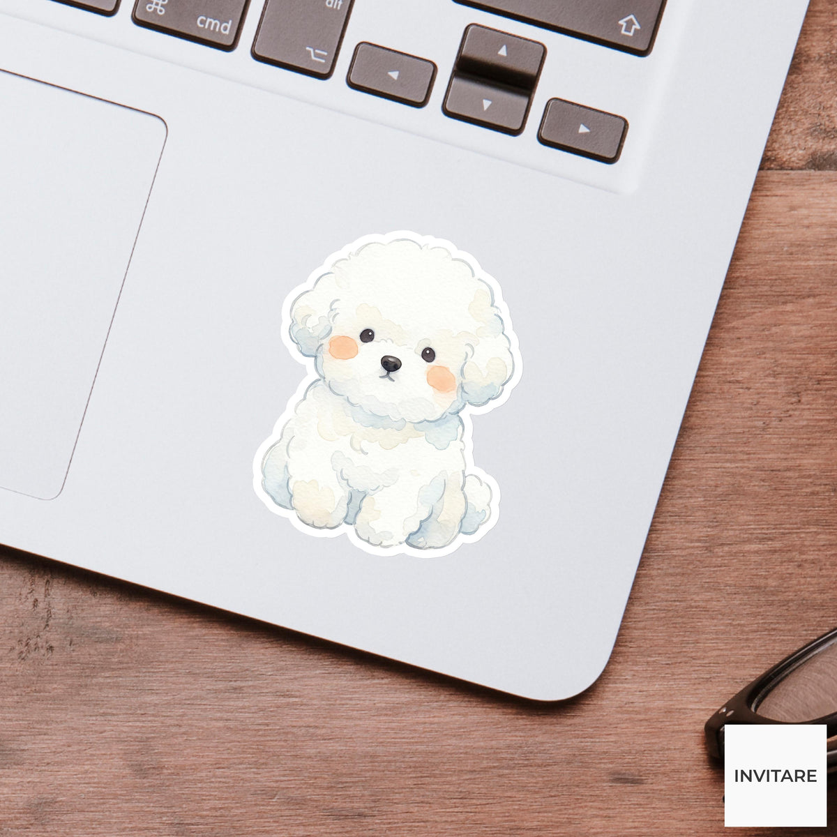 Peaceful Watercolor Bichon Frise Sticker Mellow Fluffy Puppy Decal for Journal Planner Laptop Gift