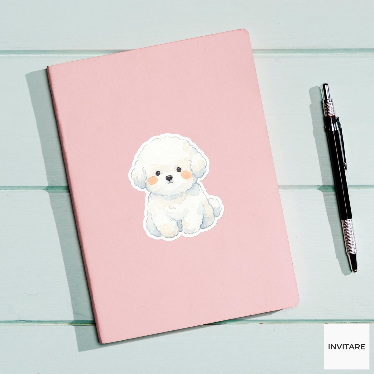 Peaceful Watercolor Bichon Frise Sticker Mellow Fluffy Puppy Decal for Journal Planner Laptop Gift