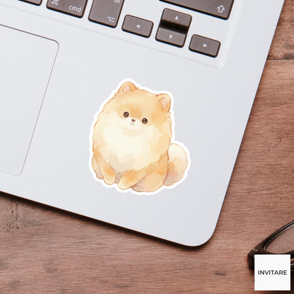 Serene Watercolor Pomeranian Sticker Honey Toned Fluffy Puppy Decal for Journal Planner Gift