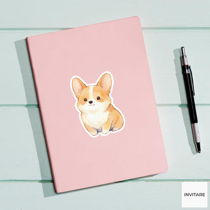 Corgi Sticker Watercolor Mellow Ginger Puppy Decal for Journal Planner Stationery Gift