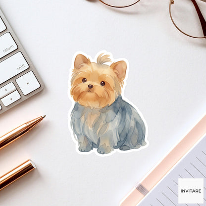 Yorkie Sticker Watercolor Mellow Silky Yorkshire Terrier Decal for Journal Planner Laptop Gift