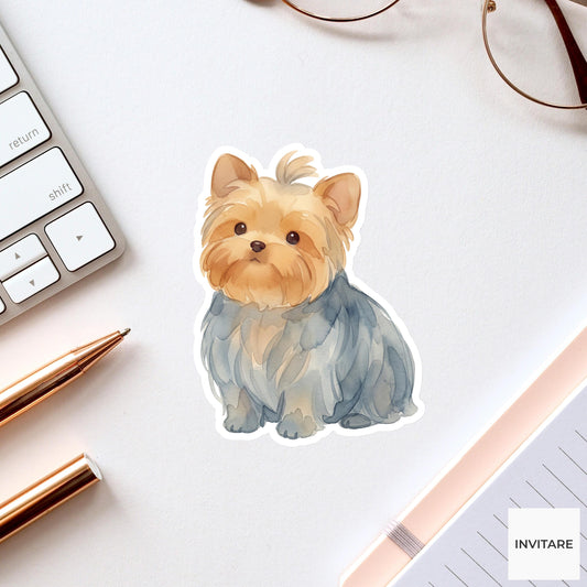 Yorkie Sticker Watercolor Mellow Silky Yorkshire Terrier Decal for Journal Planner Laptop Gift