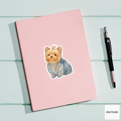 Yorkie Sticker Watercolor Mellow Silky Yorkshire Terrier Decal for Journal Planner Laptop Gift