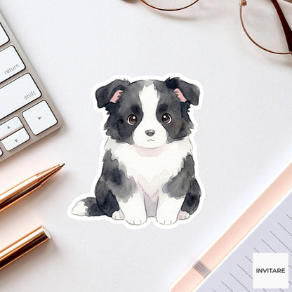 Border Collie Sticker Watercolor Mellow Intelligent Dog Decal for Journal Planner Gift