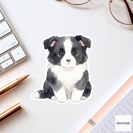 Border Collie Sticker Watercolor Mellow Intelligent Dog Decal for Journal Planner Gift