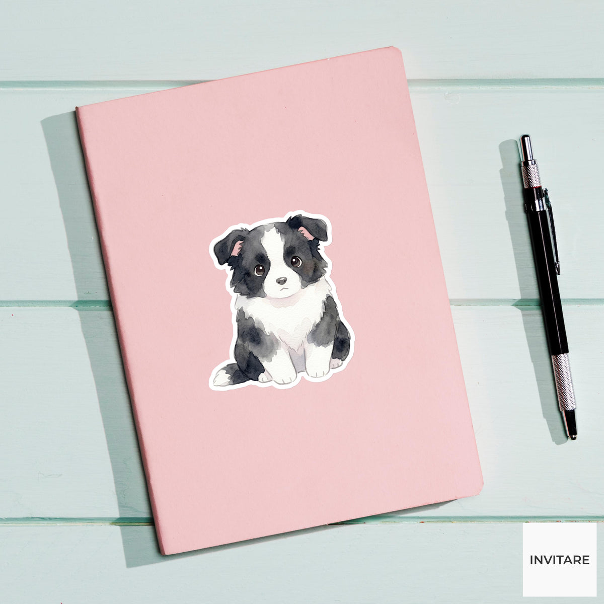 Border Collie Sticker Watercolor Mellow Intelligent Dog Decal for Journal Planner Gift