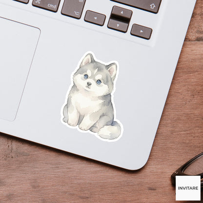 Husky Sticker Watercolor Mellow Silver Frosty Dog Decal for Journal Planner Stationery Gift
