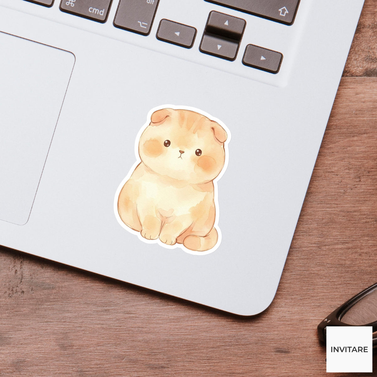 Scottish Fold Sticker Watercolor Ginger Tabby Cat Decal for Journal Planner Stationery Gift