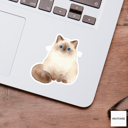 Ragdoll Sticker Watercolor Mellow Blue Eyed Cat Decal for Journal Planner Stationery