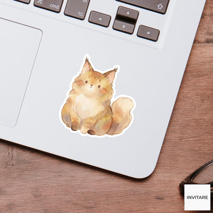 Maine Coon Sticker Watercolor Mellow Majestic Fluffy Cat Decal for Journal Planner Gift